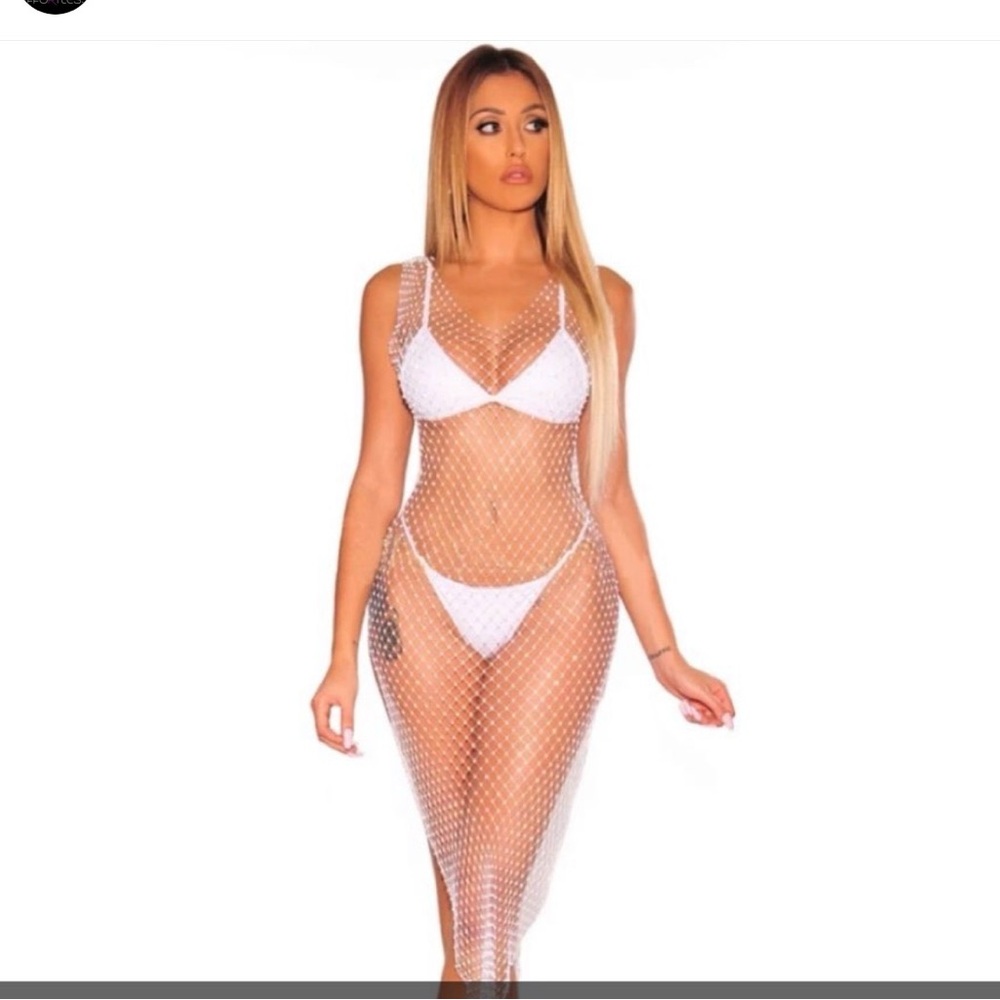 White Bikini with Sheer Cover-Up
